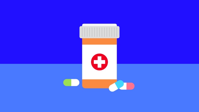 Prescription Bottle with Pills Illustration