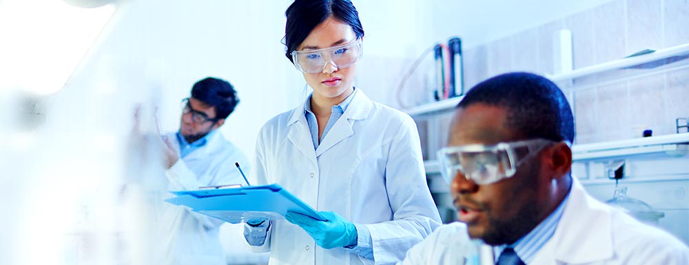 Young scientists working in lab